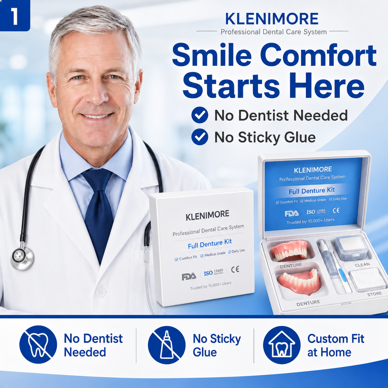 KLENIMORE custom-fit dentures