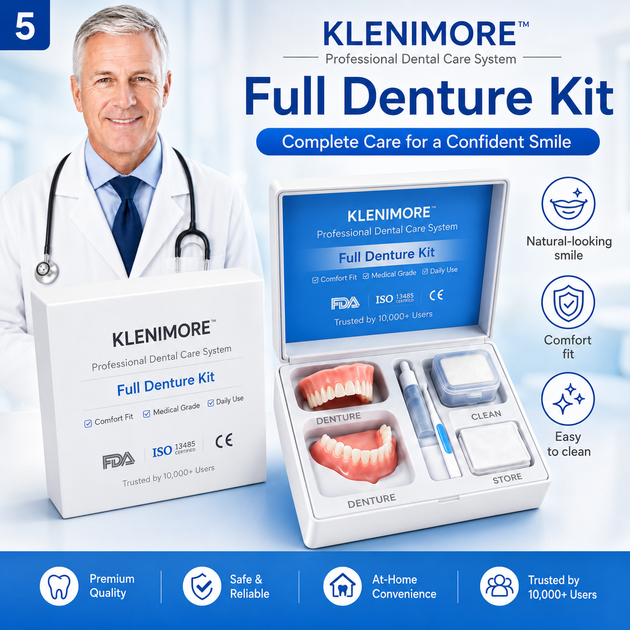 KLENIMORE custom-fit dentures product